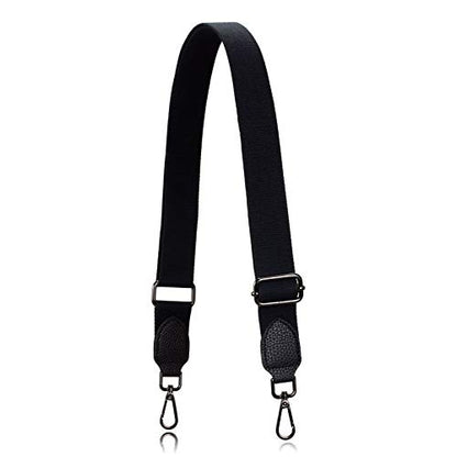 Allzedream Purse Straps Replacement Crossbody Bags Handbag Wide Canvas Leather Adjustable - color: Black