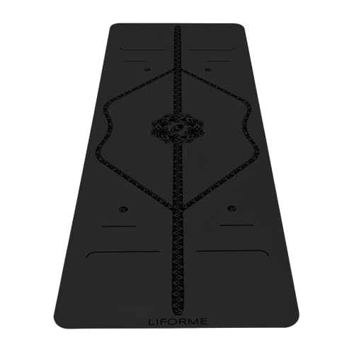 Liforme Printed Yoga Mat - Patented Alignment Design, Ultimate Grip - color: Mystique - Black on Black