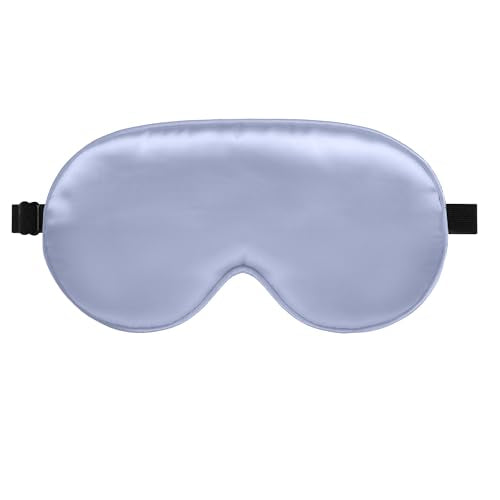 Silk Sleep Mask, Blackout Eye Mask for Sleeping with Adjustable Strap | Light-blocking Blindfold for Men & Women Pressure-Free, Soft Eye Cover Eyeshade for Side Sleeper, Travel Naps(Light Purple) - color: Light Purple