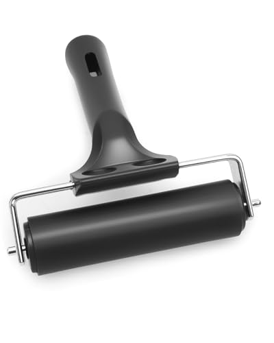 UCEC 6in Brayer Roller for Printmaking, Durable Rubber for Gluing & Paint | Durable Rubber Brayer Roller for Woodworking, Diamond Painting, Block Printing & Crafting, for Gluing Application, Black - color: 6 Inch-Black
