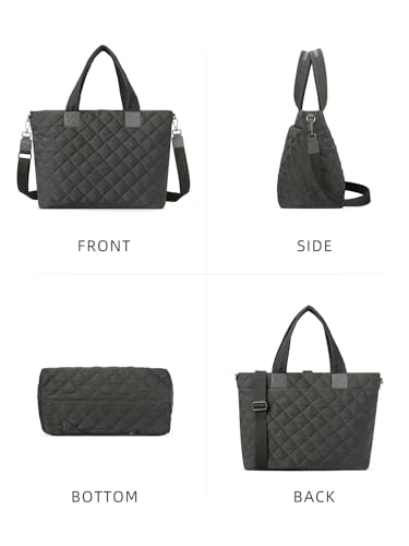 WESTBRONCO Tote Bag for Women with Zipper Large Puffer Quilted Tote Bag for Travel Gym Work