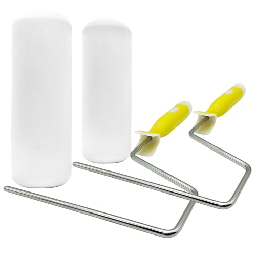 2 Pack Foam Paint Roller Covers, 9 Inch Paint Rollers with 2 Frame | High Density Foam Paint Roller Kit for Painting Walls, Cabinet, Ceilings, House