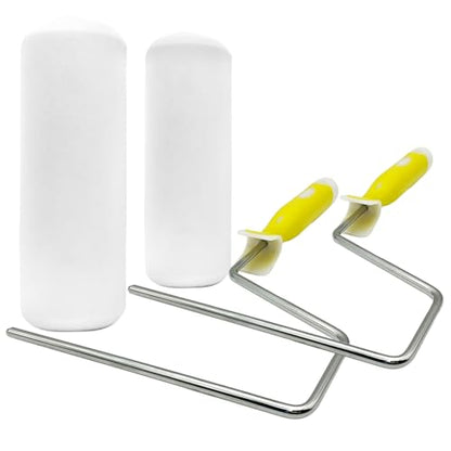 2 Pack Foam Paint Roller Covers, 9 Inch Paint Rollers with 2 Frame | High Density Foam Paint Roller Kit for Painting Walls, Cabinet, Ceilings, House