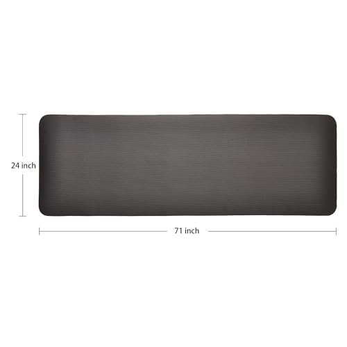 Fitvids 1-Inch Extra Thick High Density Anti-Tear Exercise Yoga Mat with Carrying Strap, Black