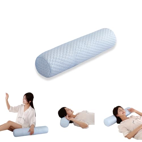 Summer Cool Touch Cylindrical Body Pillow, Round Bolster Pillow for Sleeping, Sofa Headrest Cushion, Blue, Grey，Multiple (Blue, 23.6 * 5.9in) - color: Blue, size: 23.6*5.9in