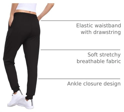 3Pack Joggers for women, Women sweatpants with pockets lounge casual pants - color: Black/Lt Grey/Lt Purple, size: X-Large-XX-Large