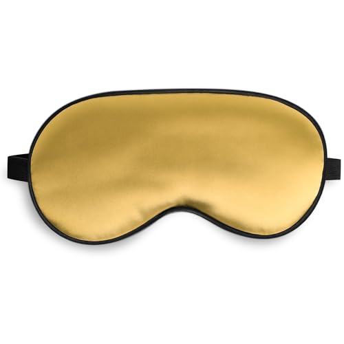 Silk Sleep Mask, Blackout Eye Mask for Sleeping with Adjustable Strap - color: Gold