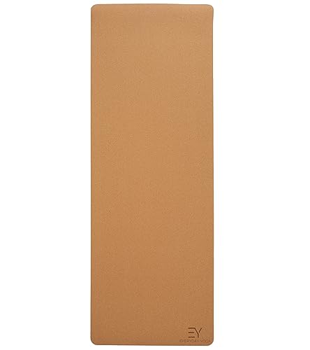 Everyday Yoga Mat Premium Edition, Non-Slip, Eco-Friendly, 3-5mm Thickness - color: Natural Cork with Rubber, size: 5mm