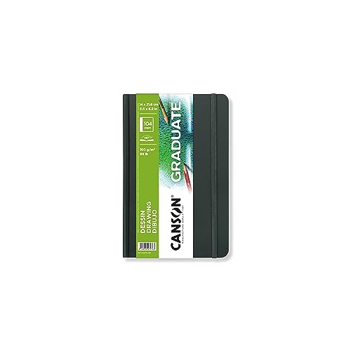 Canson Graduate Drawing Paper, Hard Cover Art Journal, 5.5x8.5 inches, 52 Sheets — Artist Paper for Pencil, Ink, Pen, Marker Illustration - size: 5.5x8.5