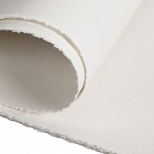 Kisston 10 Sheets Large Deckled Edge Paper 22 x 30 Inches, 140 Lb/300 GSM Cotton Watercolor Paper Texture White Blank Painting Supplies for DIY Craft Activities Student Artists Drawing - style: Deckled Edge
