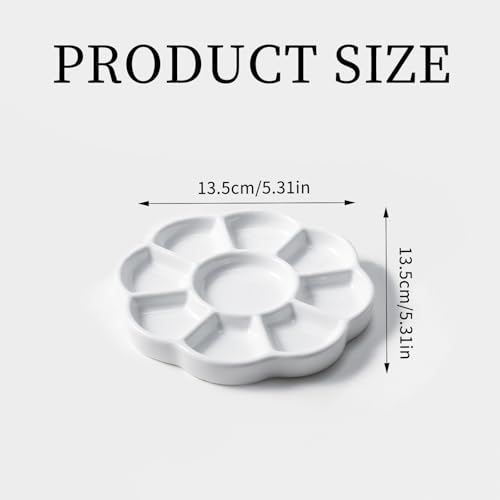 5" Porcelain Watercolor Palette - Plum Blossom Ceramic Artist Paint Palette with Mixing Tray for Painting and Craft Projects - color: Small White