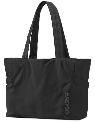 Tote Bag for Women,Puffer Travel Tote Bags with Zipper, Quilted Handbag with Compartments for Travel Work Sport, Black - color: Black