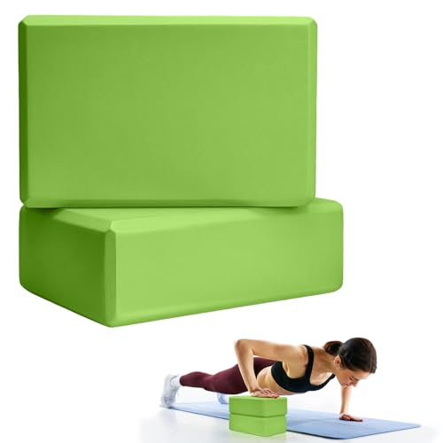 Septo 2 Pcs Yoga Blocks, 9x6x3 Inch Foam Blocks for Pilates - color: Green
