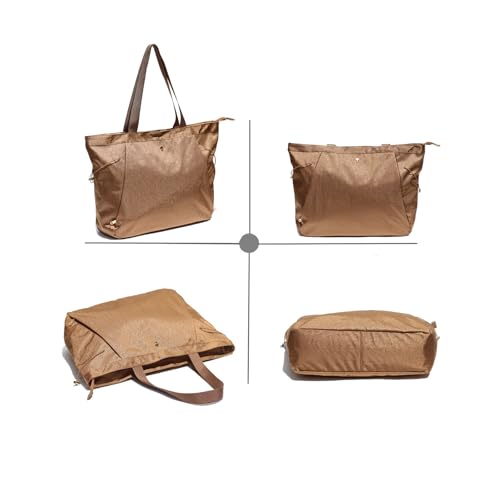 ESVAN Yoga Tote Bag for Women Shoulder Bags Drawstring for Office Workout Travel Carryall Pilates Gym and Beach - color: Nylon Golden