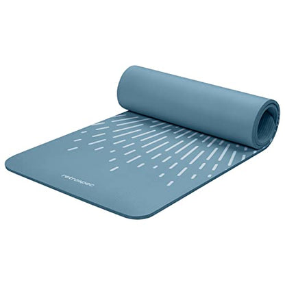 Retrospec Solana Yoga Mat Thick 1/2in Non-Slip Workout Mat with Nylon Strap - 72x24in Exercise Mat for Pilates, Stretching & Fitness - BPA Free, Easy Clean - color: Blue Mist
