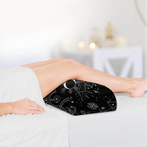 Knee Pillow for Back Sleeping – Half Moon Bolster Pillow for Legs,Under Knee While Sleeping Support, Leg & Back Pain Relief (21.5x9x5 Inches),Machine Washable Cover - color: Black
