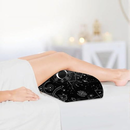 Knee Pillow for Back Sleeping – Half Moon Bolster Pillow for Legs,Under Knee While Sleeping Support, Leg & Back Pain Relief (21.5x9x5 Inches),Machine Washable Cover - color: Black