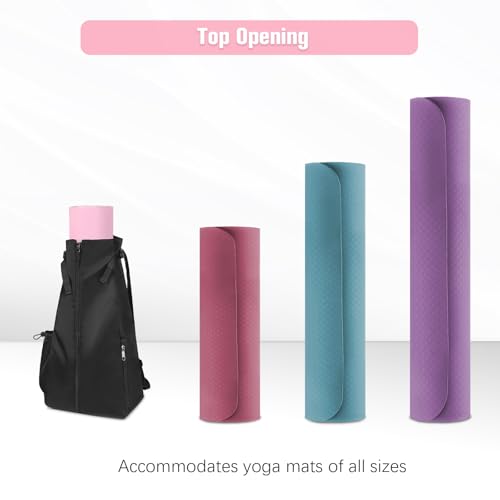 WOMACO Yoga Mat Bag, Adjustable Yogamat Blocks Carrier with Backpack Straps and Side Pockets, Top-Opening Yoga Backpack for Yoga Accessories