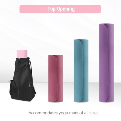 WOMACO Yoga Mat Bag, Adjustable Yogamat Blocks Carrier with Backpack Straps and Side Pockets, Top-Opening Yoga Backpack for Yoga Accessories