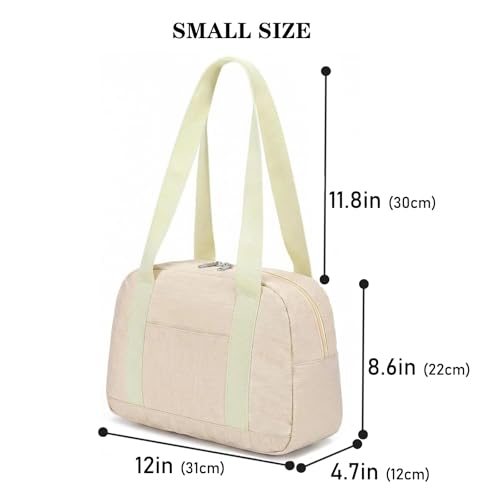 Mini Gym Bag for Women Girl 12 inch Small Gym Tote Lightweight Carry On Bag - color: Beige