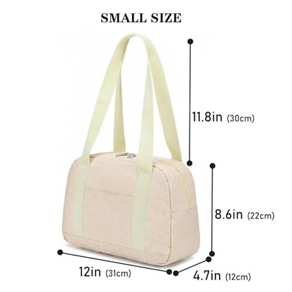 Mini Gym Bag for Women Girl 12 inch Small Gym Tote Lightweight Carry On Bag - color: Beige