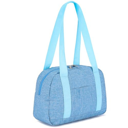 Mini Gym Bag for Women Girl 12 inch Small Gym Tote Lightweight Carry On Bag - color: Light Blue