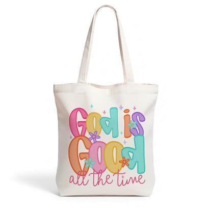Inspirational Christian Gifts Canvas Tote Bag for Women, Christmas Friendship Birthday Religious Grocery Bags - color: Godgood