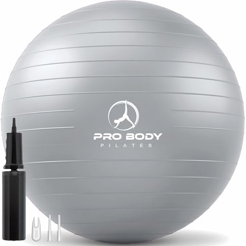 ProBody Pilates Yoga Ball - Gym Grade Exercise Ball - color: Silver, size: M: 19-22 inches/48-55 cm