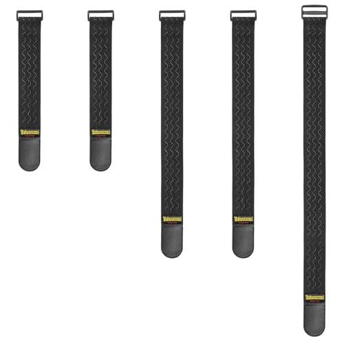 Trilancer Elastic Cinch Straps with Anti-Slip Strips, 3 Size Combo (5-Pack) | Heavy Duty Hook and Loop Storage Straps for Extension Cords, Cables, Ropes, Hoses, Bike, RV, Pant Garters,Garage Organization - size: 3 size combo(12"+18"+24")