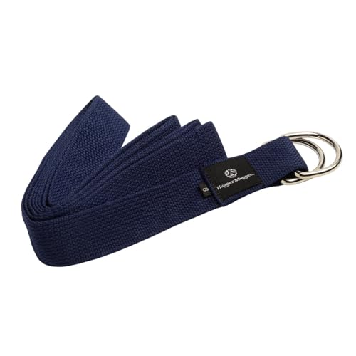 Hugger Mugger D-Ring Cotton Yoga Strap - Super Strong Cotton, Metal D-Ring Buckle, Multiple Lengths Available - color: Navy, size: 8 ft.
