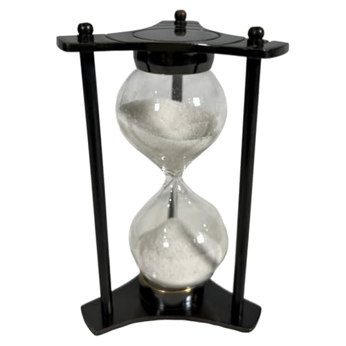 Modern Black Hourglass Timer 1 Minute – Sleek Minimalist Sand Clock for Office, Meditation, Mindfulness, Aesthetic Room Decor & Study Desk Focus Timer