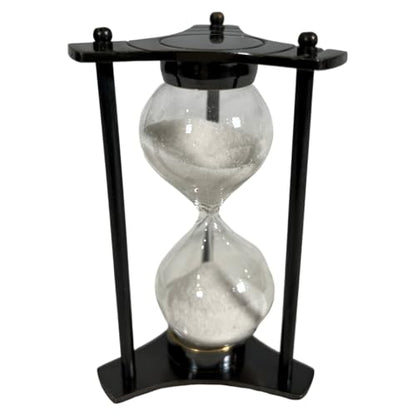 Modern Black Hourglass Timer 1 Minute – Sleek Minimalist Sand Clock for Office, Meditation, Mindfulness, Aesthetic Room Decor & Study Desk Focus Timer