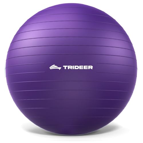 Trideer Yoga Ball for Exercise, Pilates, Core & Balance Training, Stability Ball for Pregnancy & Birthing Prep, Physical Therapy, Daily Stretching, Office Chair for Active Sitting, Quick Pump Included - color: Purple, size: L(23-26ines/58-65cm)