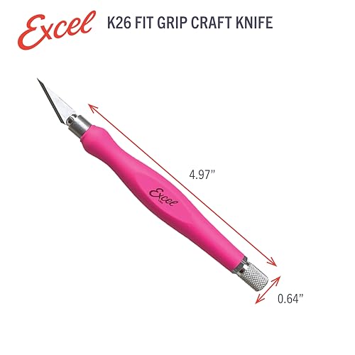 Excel Blades Fit Grip Craft Knife, #11 Blade, Rubber Grip, Pink, USA Made - color: Pink