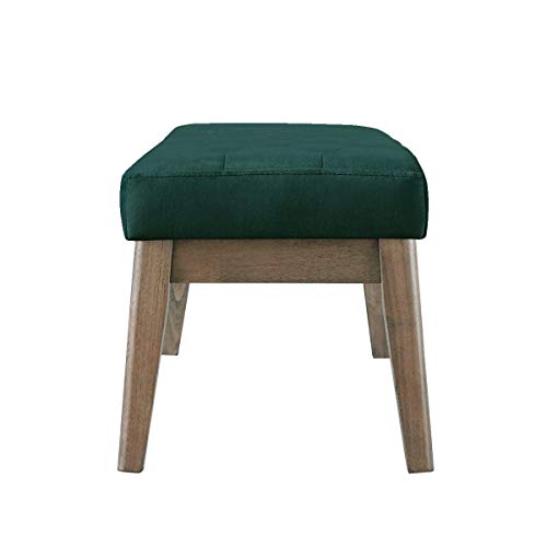 24KF Velvet Upholstered Buttons Tufted Entryway Bench with Solid Wood Leg,Bed Bench Ottoman with Padded Seat,5034-Jade - color: Jade Velvet, size: Tufted Bench with Solid Wooden Base