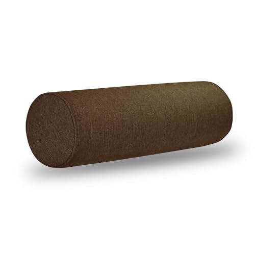Tinbolunce Neck Roll Pillowcases with Zipper - Full Moon Bolster/Round Cylinder Pillow Case Cover for Bedroom, Living Room, Sofa - Solid Color Cervical Throw Pillow Covers - color: Coffee, size: 6" x 18"