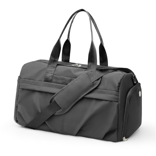 Gym Bag for Men with Shoe Compartment, Sport Travel Duffel Bag for Women | Waterproof Weekender Overnight Carry on Duffle Bag with Trolley Sleeve for Traveling, Yoga, Gym, Airplane -Grey - color: Grey
