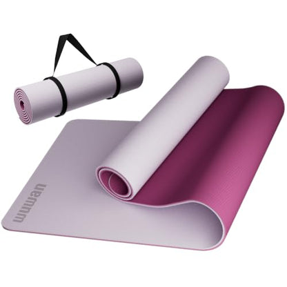 10mm0.4"TPE Yoga Mat Thick Wide Large for Home Workout Carrying Strap | Non Slip Exercise Mats Cushioned Joint-Friendly Stable,76"x28"Extra long Tapis Entrainement Au Sol Fitness,Pilates Gym Travel - color: pink