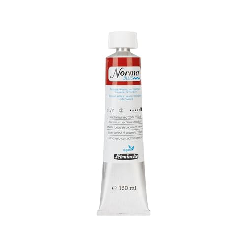 Schmincke Norma Blue cadmium red medium 120 ml, 21 311 012 | finest water-based artist oil paints, highly pigmented, lightfast, vegan - style: cadmium red hue medium