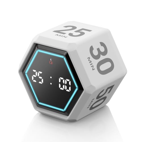 Cube Productivity Timer, 3/5/10/25/30/50 Minute Presets for ADHD - color: Matte White