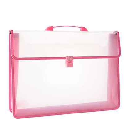 12x16.5 Art Portfolio Case A3 PP Plastic Transparent Pink Pack of 1 | Oxford Cloth Edge Waterproof Fits 11x14 Photo Prints and Art Paper - color: Pink