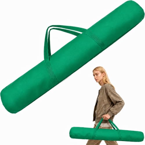 34-Inch Mahjong Mat Bag, Heavy-Duty Canvas Carrying Bag with Center Dual Handles & Smooth Zipper, Fits Mahjong Mat, Racks & Tiles, All-in-One Travel Storage Bag (Green) - color: Green