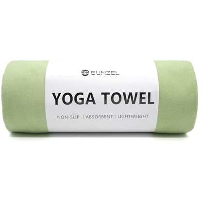 Eunzel Hot Yoga Towel Non Slip Yoga Mat Towel Non-Slip Sweat Absorbent Microfiber Towel for Hot Yoga, Pilates and Workout 72" x 26.5", Olive - color: Olive