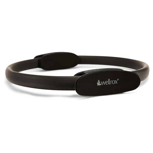 Wellrox Pilates Ring and Carrying Bag- Lightweight Magic Circle Yoga Ring- Core, Thigh and Arm Exerciser for Yoga, Pilates, Strength Training (15 inches) - color: Black