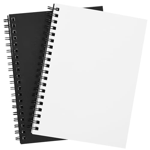 EOOUT 2 Pack Blank Spiral Notebooks B6 Sketchbooks, 140 Pages / 70 Sheets, Unlined Journals 5 x 7in 100GSM for Drawing, Art, Students, Office (Black) - color: Black