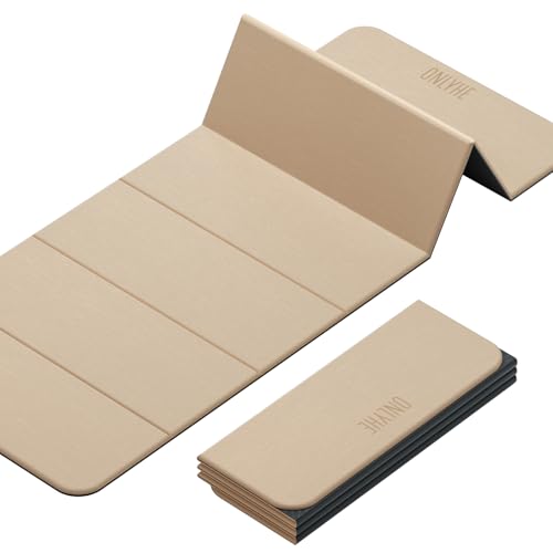 Foldable Yoga Mat Exercise Mat for Home Workout, Comfortable and Durable, 8mm Thick Portable Folding Mat, Non-Slip, Pilates Mat Thick, Outdoor Use, Meditation, Travel, Camping (71"x24" x 0.3") - color: Milk coffee + black