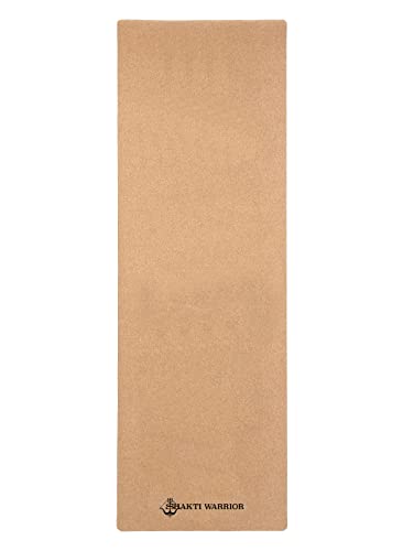 Shakti Warrior Cork Yoga Mat, Non Slip, 72 x 24 Inch, 3mm Thick | Artist-designed premium eco-friendly cork yoga mat with a non-slip, non-toxic surface for regular yoga, hot yoga and Pilates. - color: Plain