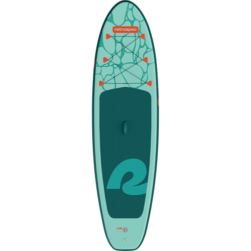 Retrospec Weekender Inflatable Stand Up Paddle Board Includes Paddle, Pump, and Accessories 10’6” Lightweight iSUP, Puncture Resistant Inflatable Paddle Board for Adults - color: Seafoam Ripple