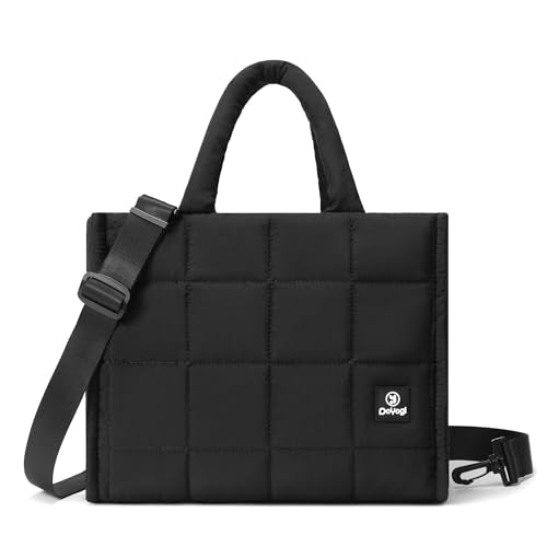 Quilted Crossbody Bags for Women,Puffer Weekender Overnight Bag,Purse Handbag Organizer,Small Tote Bags Shoulder Bag - color: Black
