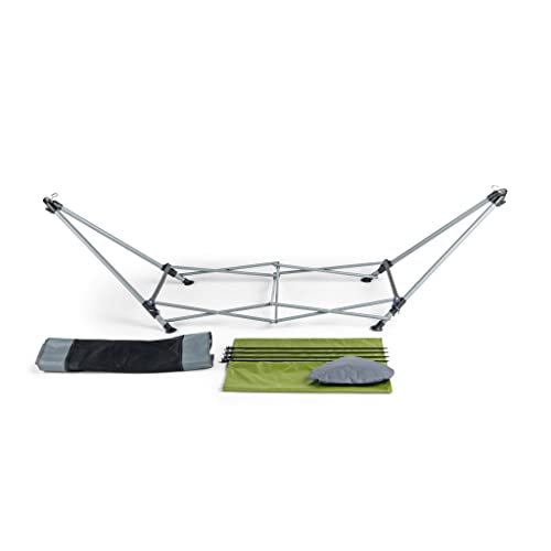 Lucania Portable Hammock with Stand and Canopy - Foldable Freestanding Heavy Duty Hammock for Indoor, Outdoor, Camping, Patio & Backyard (290 lbs Capacity)